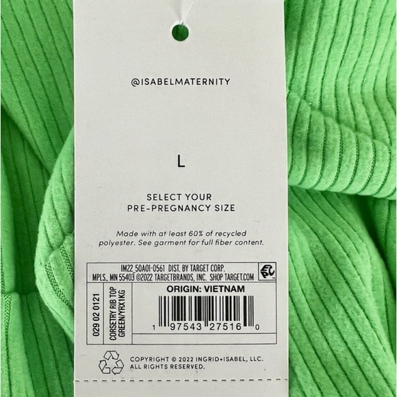INGRID + ISABEL Maternity Top in Size Large - soft and cozy in lime green NWT - Picture 5 of 6